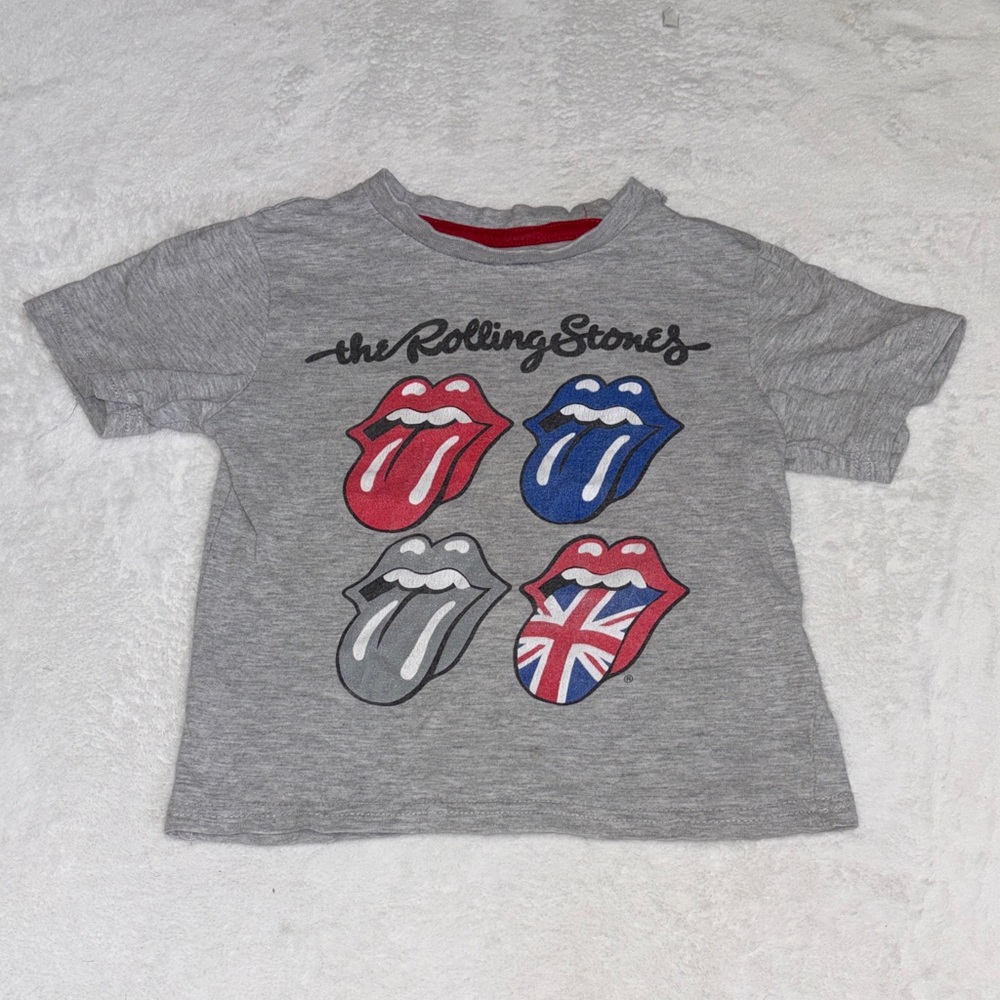 Kids Gray Rolling Stones Graphic Tee - Iconic Tongue Print